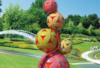 繡球雕塑服務商，公園小品，地產(chǎn)不銹鋼繡球雕塑廠家