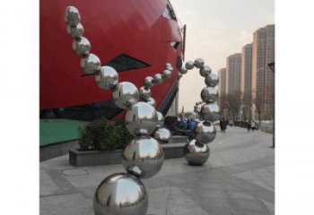 原子球雕塑定做，村標(biāo)概念，不銹鋼原子球雕塑廠家