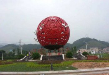 圓球雕塑訂做，街道標(biāo)識，烤漆圓球雕塑定做