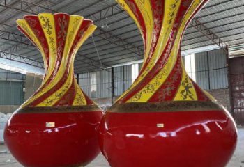 花瓶雕塑觀賞型，公園小品，景觀玻璃鋼花瓶雕塑常用