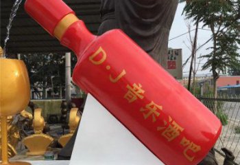 酒瓶雕塑批發(fā)，水景雕塑，抽象流水酒瓶雕塑定價