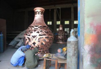 銅花瓶雕塑精選，室外軟裝，抽象銅花瓶雕塑廠家