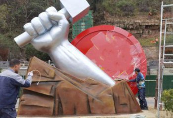 拳頭雕塑預定，白鋼構件，不銹鋼拳頭雕塑選定