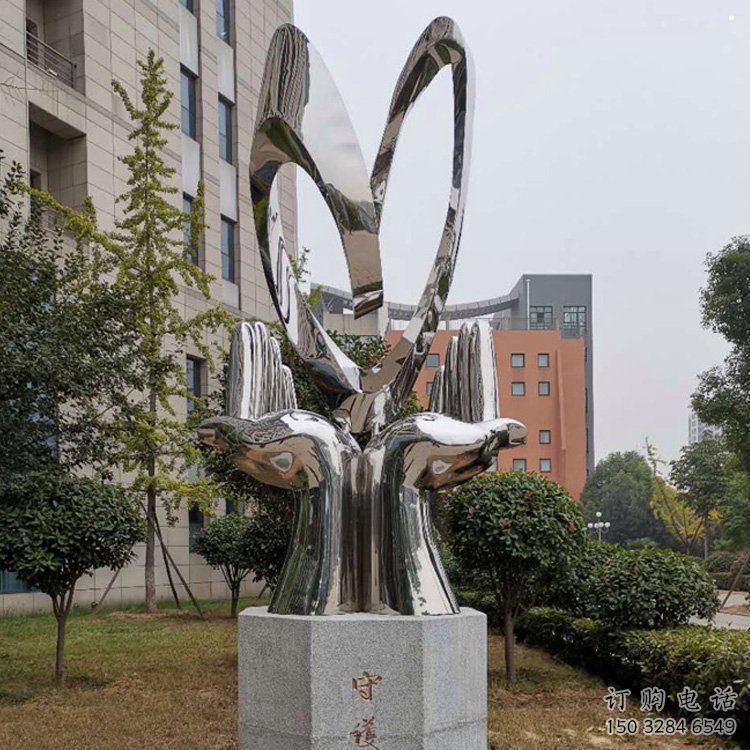 雙手雕塑指用，小區(qū)雕塑，廣場(chǎng)不銹鋼雙手雕塑制作