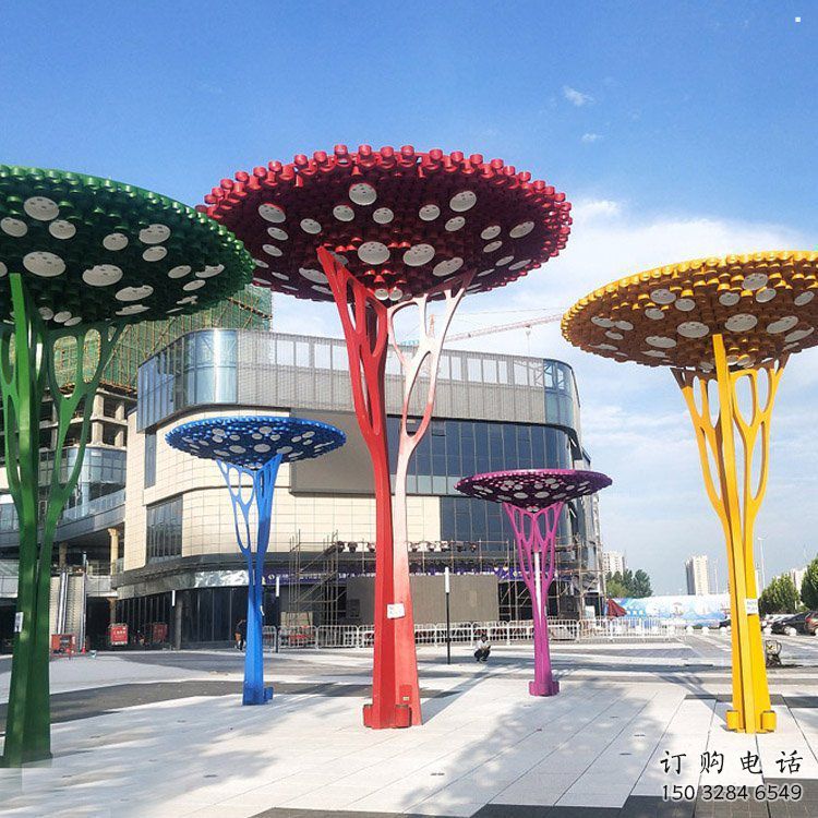 遮陽樹雕塑常用，公園小品，不銹鋼遮陽樹雕塑生產(chǎn)商