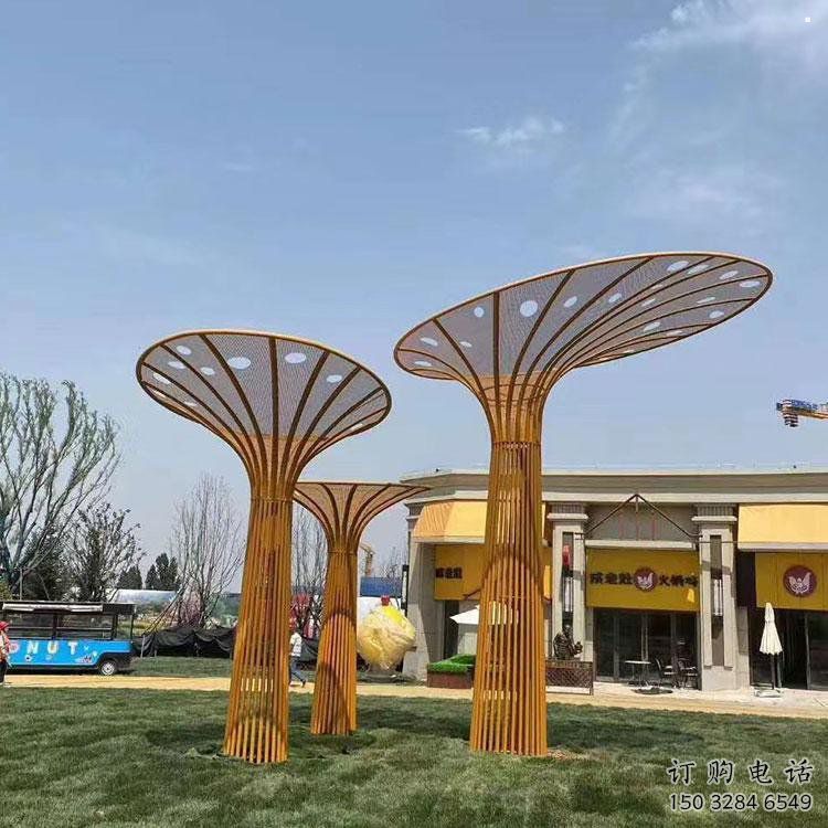 遮陽樹雕塑制作，村標概念，不銹鋼遮陽樹雕塑廠