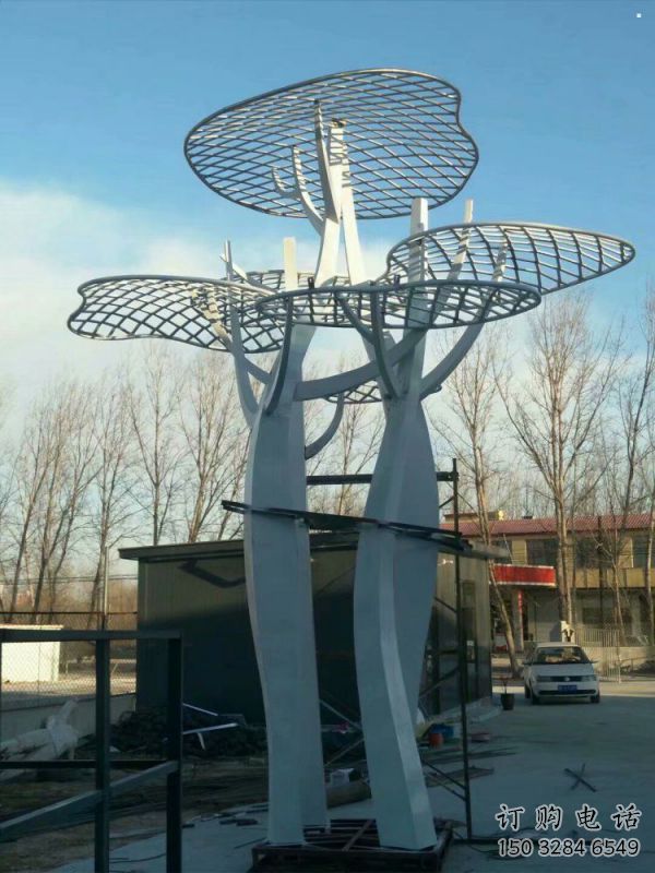 蘑菇樹雕塑定價(jià)，街頭雕塑，鏤空蘑菇樹雕塑制作廠家