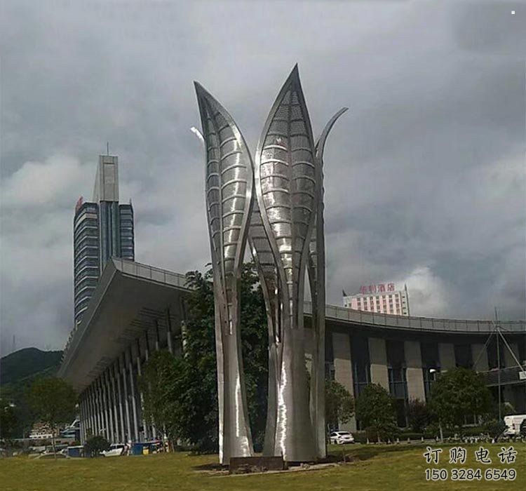 樹葉雕塑生產(chǎn)，美陳雕塑，制造鏡面不銹鋼樹葉雕塑廠家