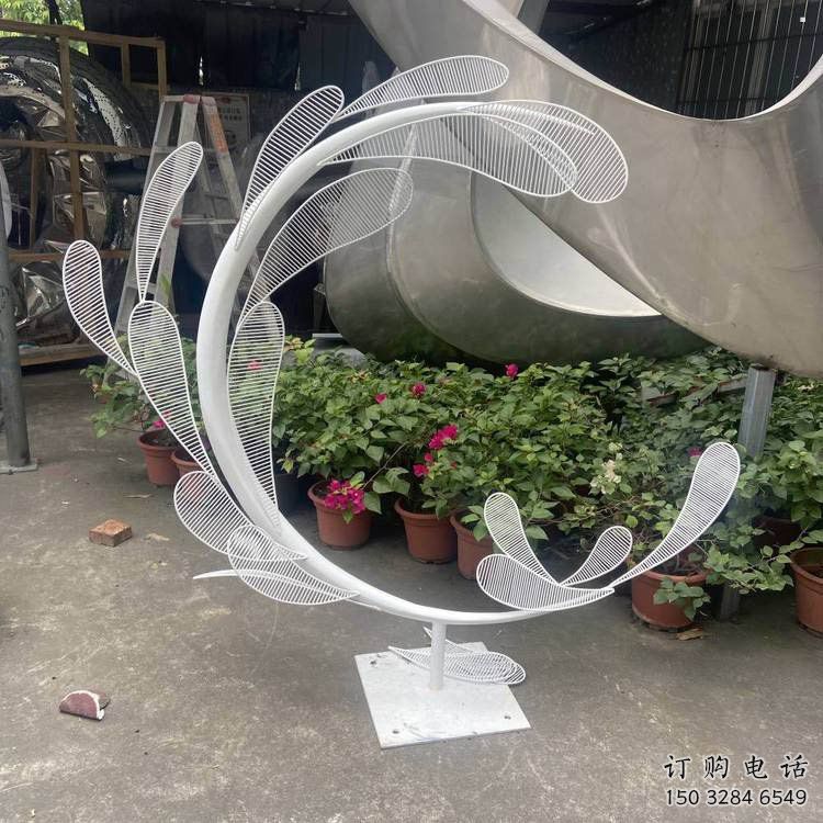 景觀樹葉雕塑訂做，街景小品，鏤空烤漆樹葉雕塑定制