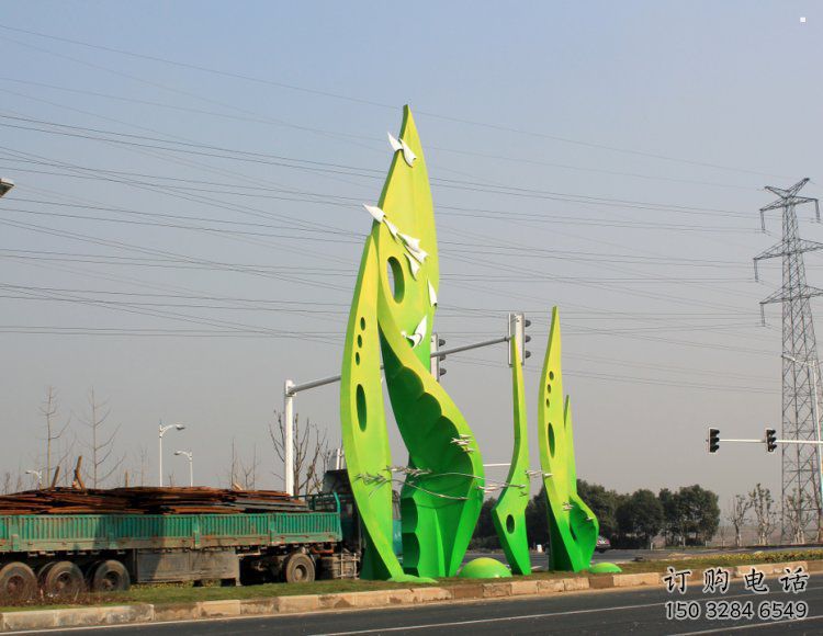 樹葉雕塑選用，建筑標(biāo)識雕塑，烤漆樹葉雕塑廠家