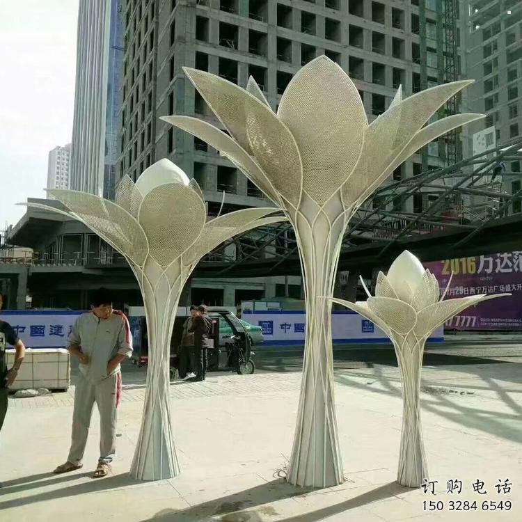 花樹雕塑定做，村標(biāo)概念，不銹鋼花樹雕塑制造商