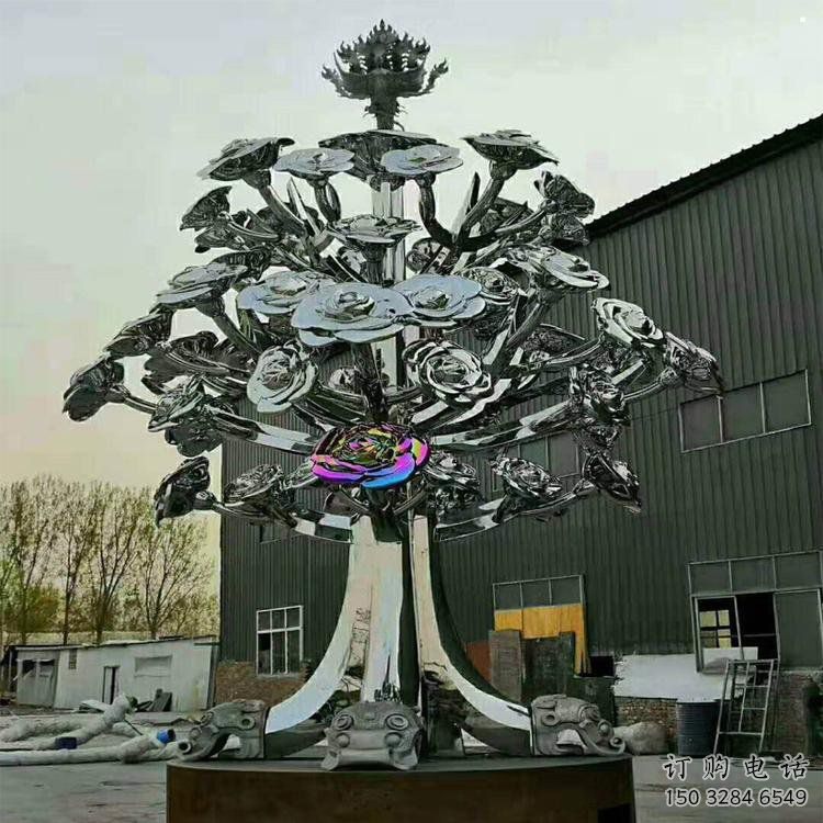 花樹雕塑工廠，廣場雕塑，不銹鋼花樹雕塑點擊