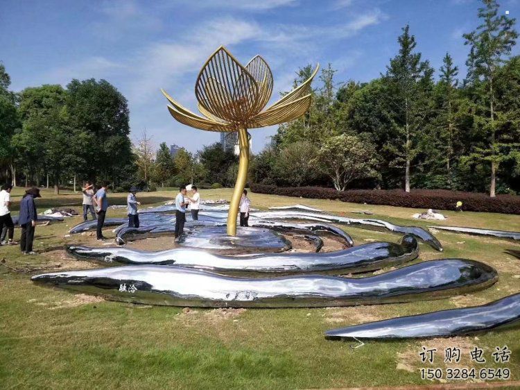 花樹雕塑制造商，街景小品，不銹鋼花樹雕塑定制