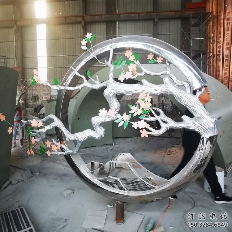梅花樹雕塑廠家，花園小品，不銹鋼梅花樹雕塑精選