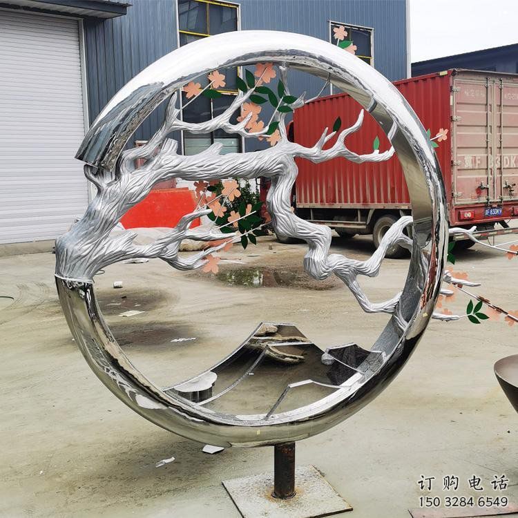 梅花樹雕塑制作，公園小品，不銹鋼梅花樹雕塑訂做