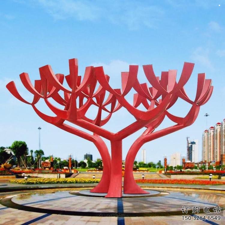 樹(shù)干雕塑廠家，圓雕體系，烤漆不銹鋼樹(shù)干雕塑廠家