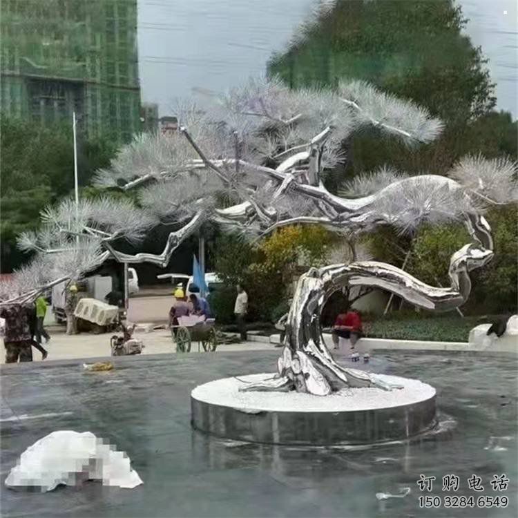 松樹雕塑制造商，美陳雕塑，不銹鋼松樹雕塑廠家