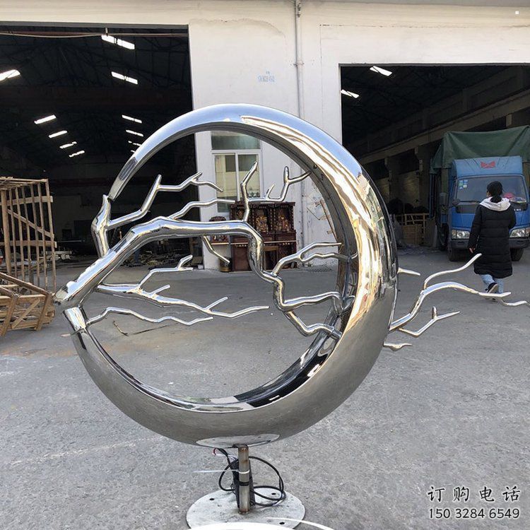 圓環(huán)樹雕塑服務商，美陳雕塑，不銹鋼圓環(huán)樹雕塑訂做