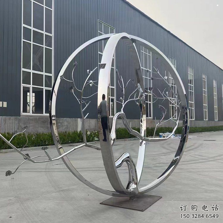 圓環(huán)樹雕塑優(yōu)選，陸地擺件，不銹鋼圓環(huán)樹雕塑供應