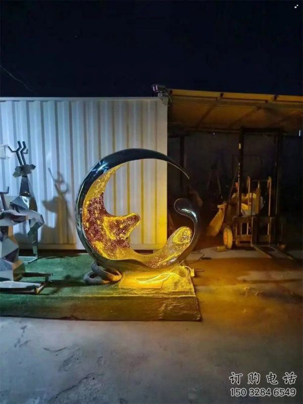燈光水滴雕塑廠家，抽象理念，不銹鋼環(huán)形水滴雕塑