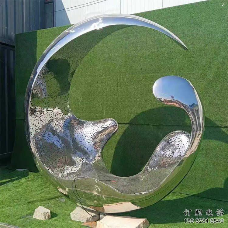 水滴環(huán)雕塑，創(chuàng)意設(shè)計類型，不銹鋼圓環(huán)水滴雕塑廠家