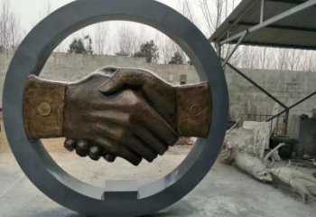 握手雕塑觀賞型，戶外擺放，不銹鋼握手雕塑廠家