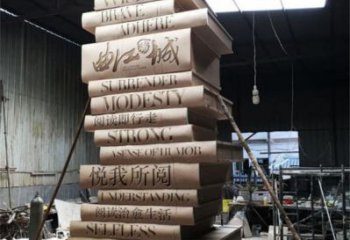 景區(qū)書籍雕塑，鍍金歐式雕塑，鐵藝材質(zhì)