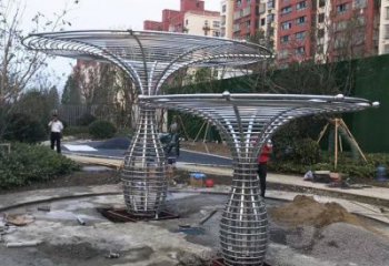 制造遮陽樹雕塑廠家，地標(biāo)擺件，鏤空遮陽樹雕塑訂做