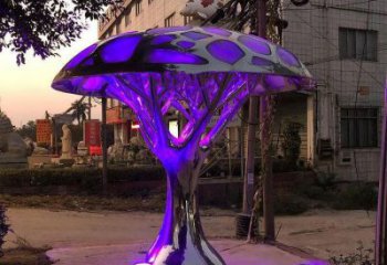 燈光樹雕塑精品，景觀雕塑，不銹鋼燈光蘑菇樹雕塑生產(chǎn)商