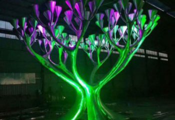 制造燈光樹雕塑，鋼管組合，燈光蘑菇樹雕塑制作廠家