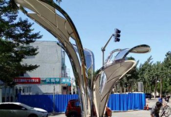 鏡面樹葉雕塑制造，廣場雕塑，制造不銹鋼樹葉雕塑廠家