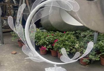 景觀樹葉雕塑訂做，街景小品，鏤空烤漆樹葉雕塑定制