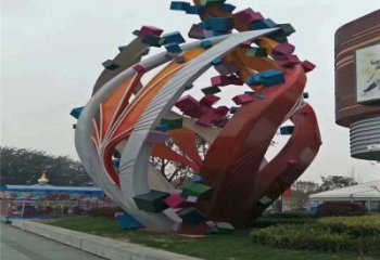 樹葉雕塑精選，市標(biāo)雕塑，金屬烤漆樹葉雕塑廠家