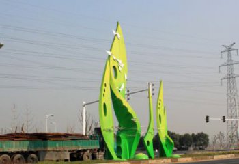 樹葉雕塑選用，建筑標(biāo)識雕塑，烤漆樹葉雕塑廠家