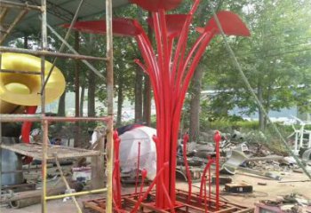 花樹雕塑定做，公園小品，烤漆不銹鋼花樹雕塑定價