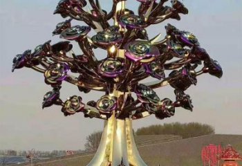 花樹雕塑加工商，鋼管組合，鈦金不銹鋼花樹雕塑定做