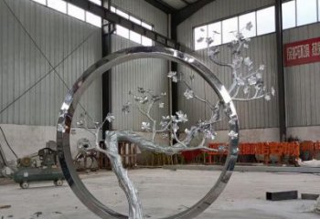 梅花樹雕塑承接，街頭藝術(shù)，不銹鋼梅花樹雕塑觀賞型