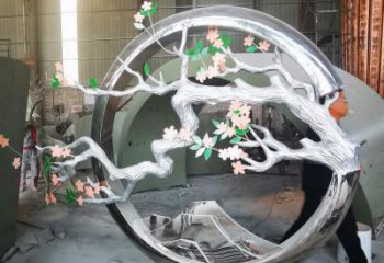 梅花樹雕塑廠家，花園小品，不銹鋼梅花樹雕塑精選