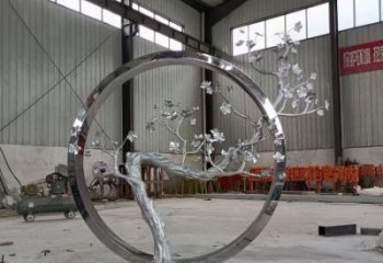 梅花樹雕塑加工，美陳雕塑，不銹鋼梅花樹雕塑生產(chǎn)商