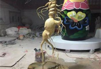 人參雕塑通用，彩鋼制作，景觀人參樹雕塑指用