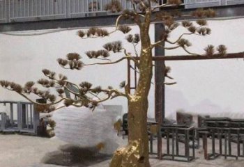 松樹雕塑廠家，村標概念，不銹鋼松樹雕塑通用