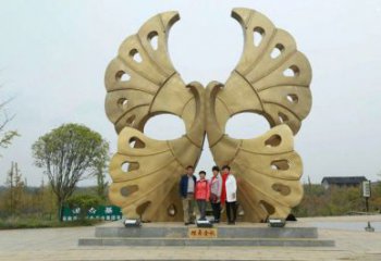 銀杏葉雕塑定制，露天雕塑，不銹鋼銀杏葉雕塑廠家