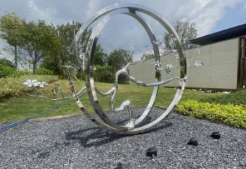 圓環(huán)樹雕塑廠家，標(biāo)識雕塑，不銹鋼圓環(huán)樹雕塑定制