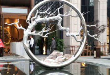 圓環(huán)樹雕塑訂做，戶外雕塑，不銹鋼圓環(huán)樹雕塑供給