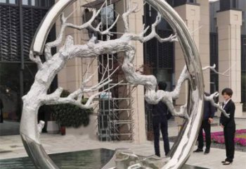 圓環(huán)樹雕塑定做，公園小品，不銹鋼圓環(huán)樹雕塑精選