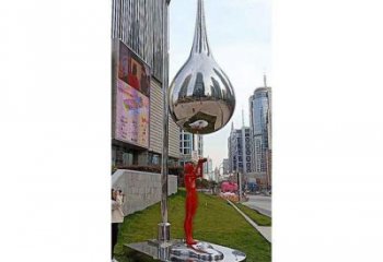 水滴雕塑專供，園林裝飾，不銹鋼鏡面水滴雕塑批發(fā)