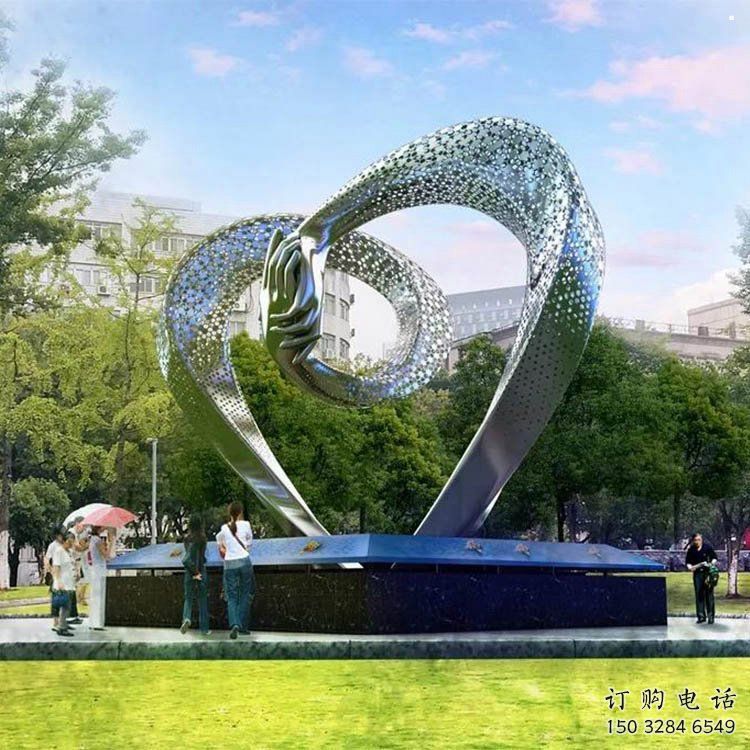 心形雕塑展品，景觀概念，鏤空鏡面心形雕塑優(yōu)選
