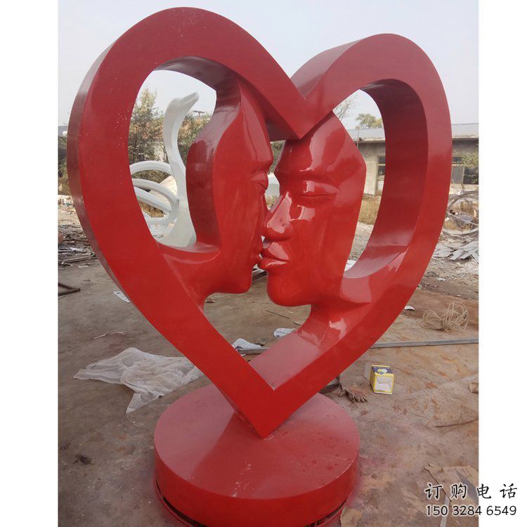 愛心雕塑展品，彩鋼制作，酒店烤漆愛心雕塑精品