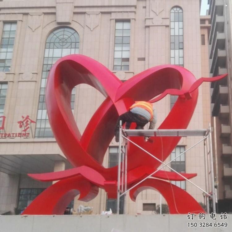 雙心鑄造觀賞型，露天雕塑，不銹鋼雙心雕塑訂做