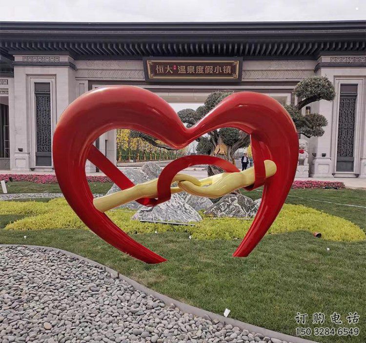 心心相印雕塑工程制作訂做，城市雕塑，景觀小品雕塑專供